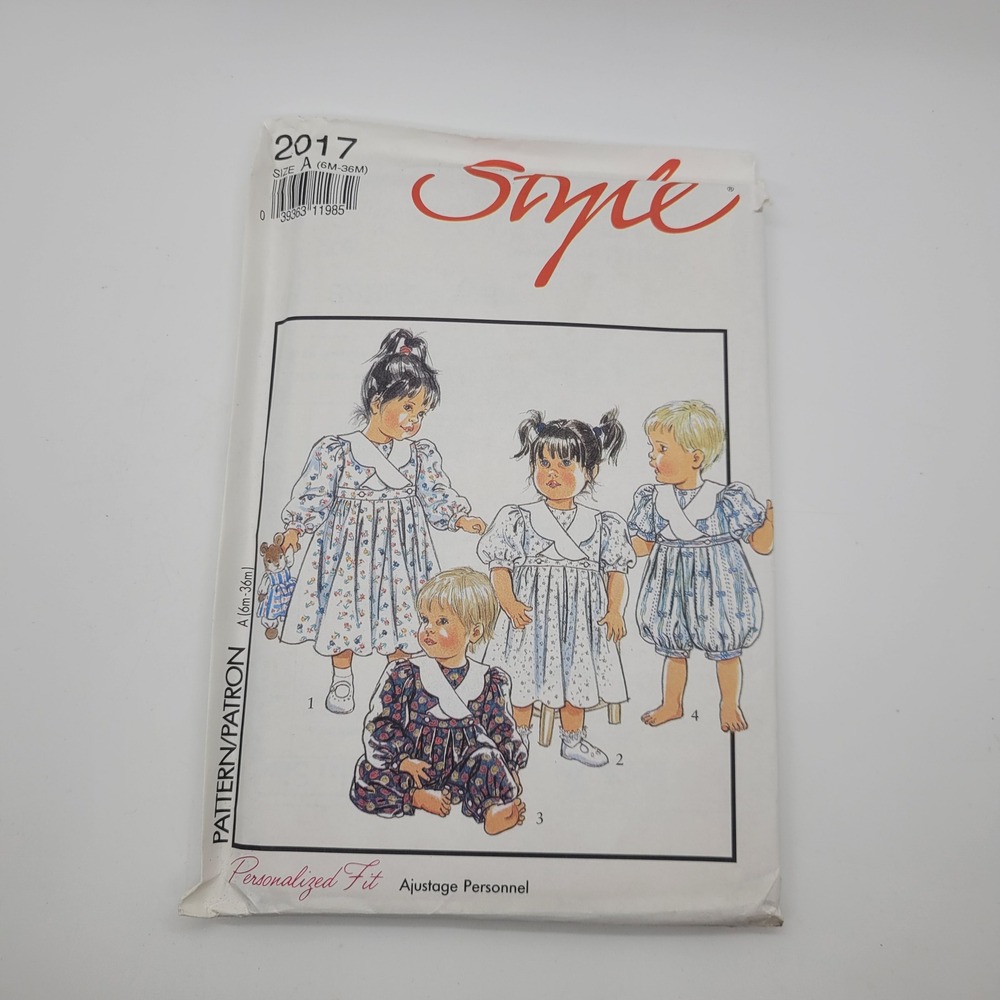 Style 2017 Sewing Pattern Infants Toddlers Dress Playsuit Romper Size 6M-36M